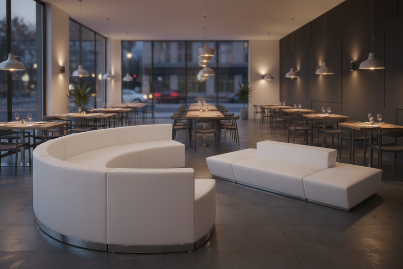 Open Concept Restaurant Waiting Area Evening - Landscape