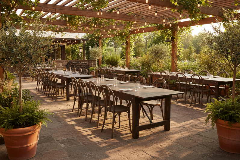 Outdoor restaurant patio from new camera angle