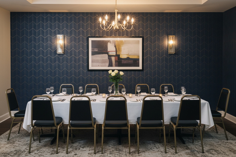 Private dining room with clean back wall