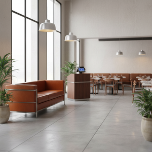 Well-Lit Restaurant Waiting Area Functional Layout